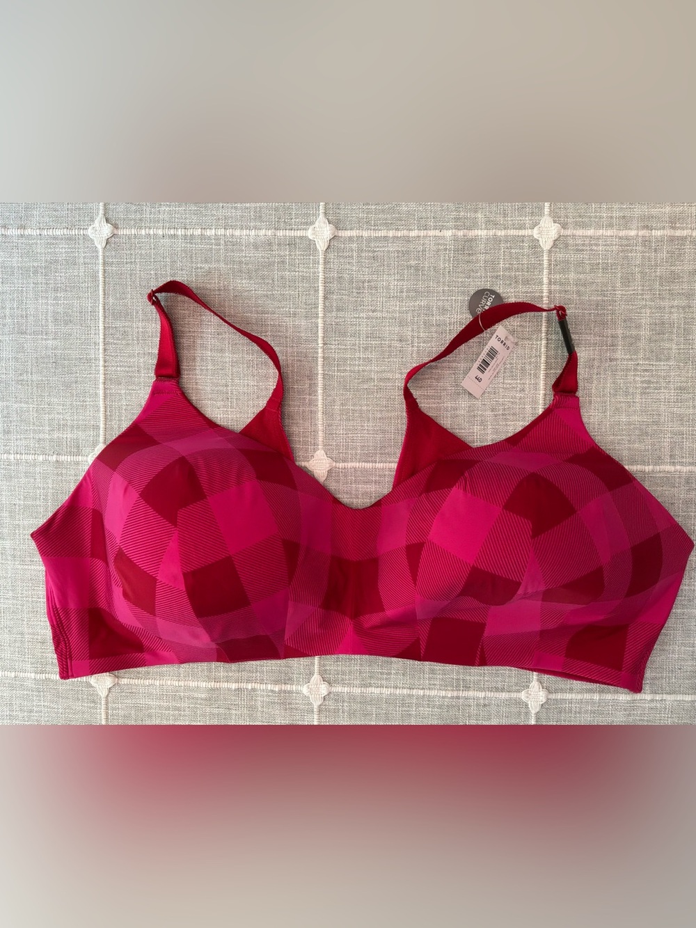 Torrid‎ Curve Wireless Bra Women 44D Pink Buffalo Plaid Streetwear SoftAlt NWT